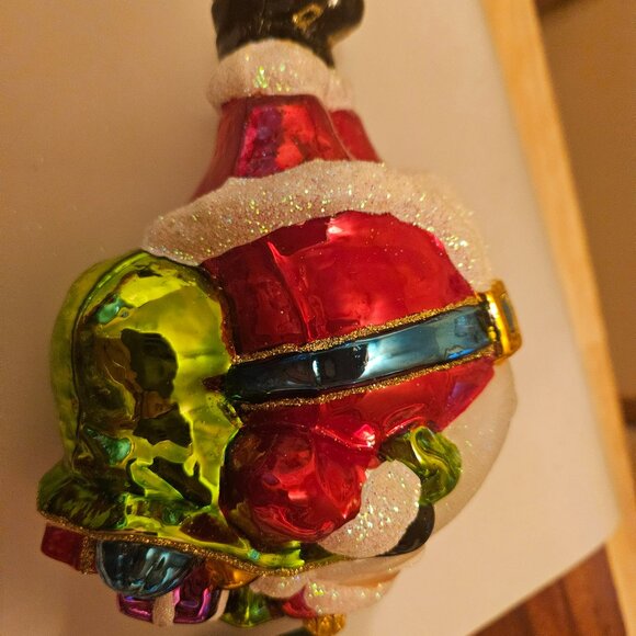 hand painted mouth blown glass santa w/ a bag of toys ornament made in Poland - Picture 3 of 7